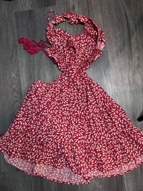 Red Floral Tie-Front Sundress